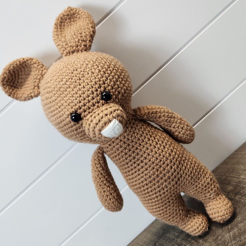 Crochet Brown Bunny Rabbit Handmade Doll Stuffed Animal Amigurumi Toy 14"